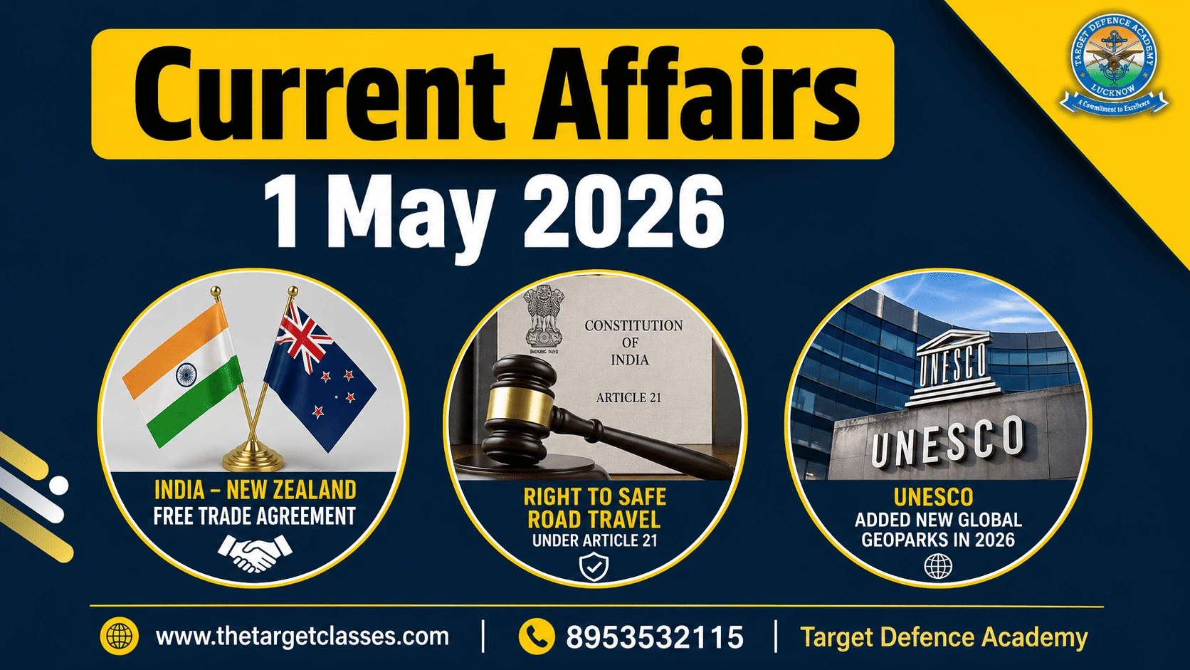 Current Affairs 1 May 2026 – Daily Quiz for UPSC, NDA, CDS & AFCAT Exam ...